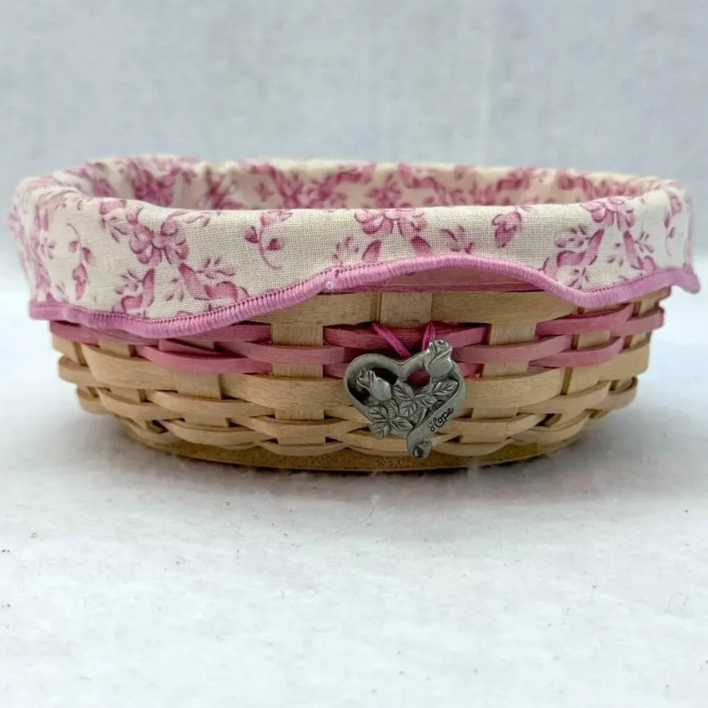 Longaberger American Cancer Society Pink Hope Handmade Basket with Liner and Pin